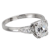 Art Deco GIA 1.14 carat old mine cut diamond platinum engagement ring