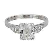 Art Deco GIA 1.14 carat old mine cut diamond platinum engagement ring