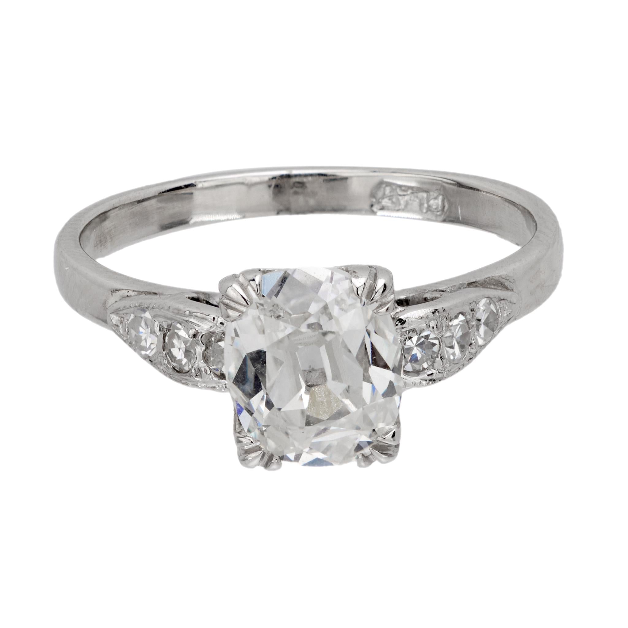 Art Deco GIA 1.14 carat old mine cut diamond platinum engagement ring