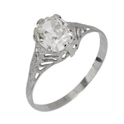 Art Deco GIA 1.39 carat old mine cut diamond engagement ring