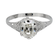 Art Deco GIA 1.39 carat old mine cut diamond engagement ring