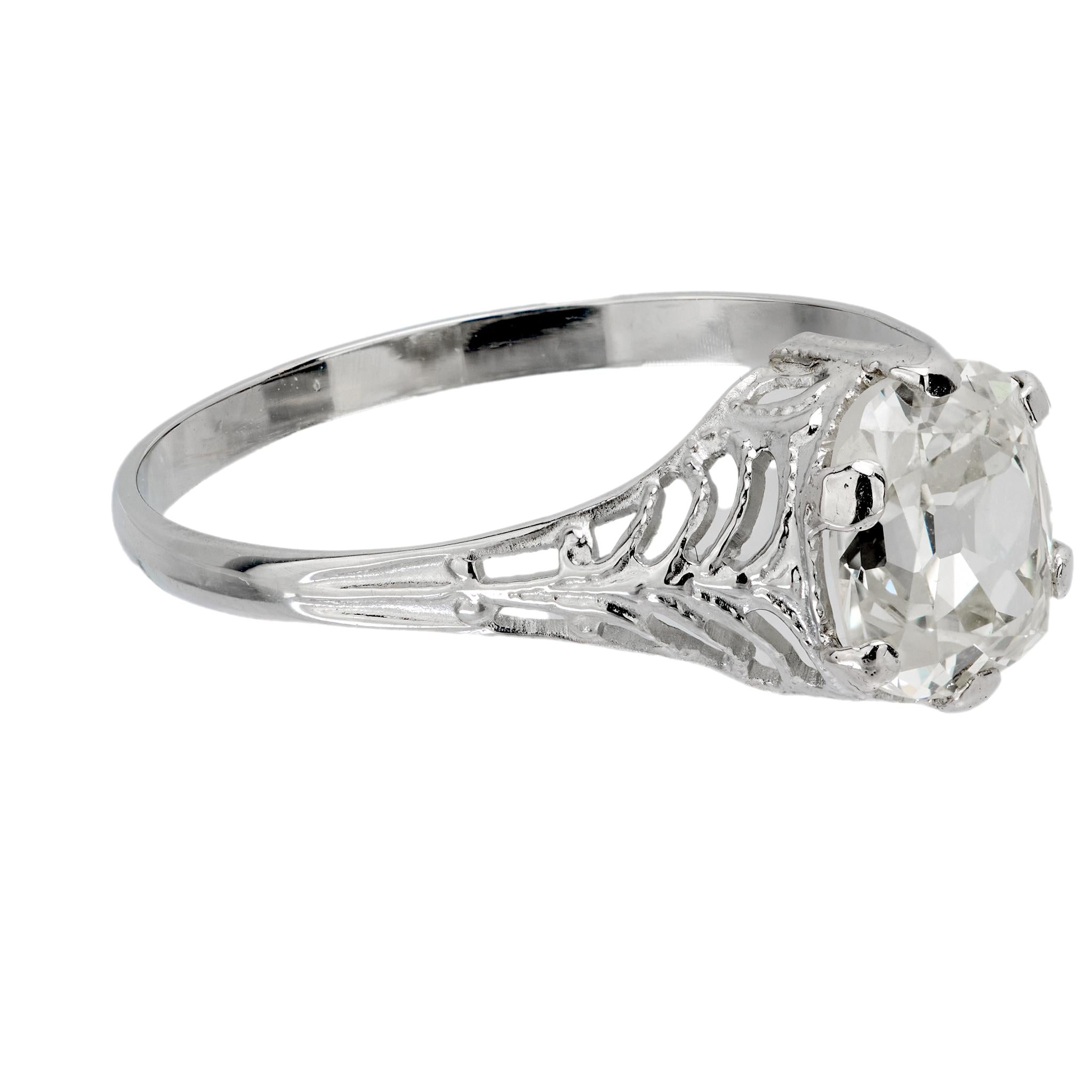 Art Deco GIA 1.39 carat old mine cut diamond engagement ring