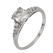 Mid Century GIA old mine cut diamond platinum engagement ring