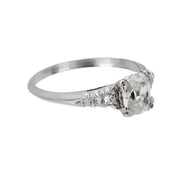 Mid Century GIA old mine cut diamond platinum engagement ring