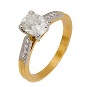 French GIA 1.20 carat old mine diamond 18k yellow gold engagement ring