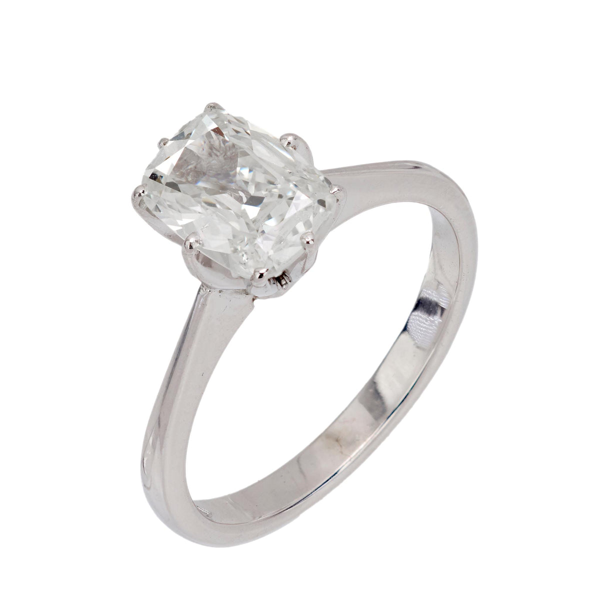 Vintage GIA 1.01 carat old mine cut diamond 18k white gold engagement ring