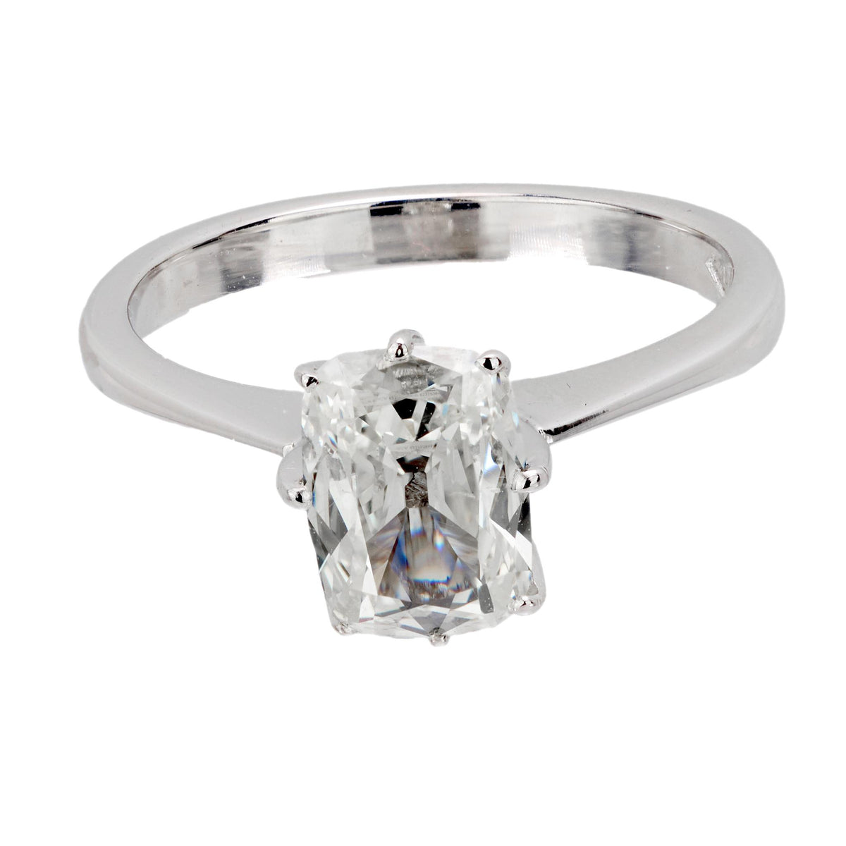 Vintage GIA 1.01 carat old mine cut diamond 18k white gold engagement ring