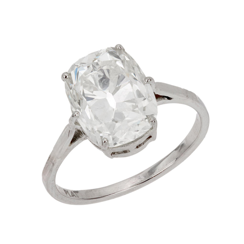 GIA 3.18 carat old mine cut diamond platinum engagement ring