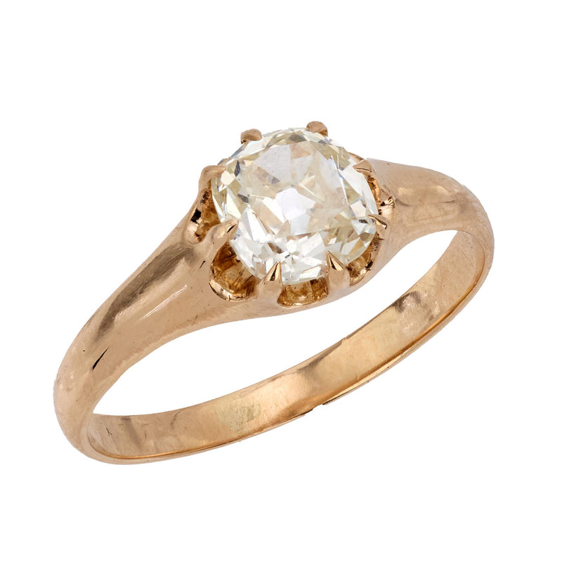 Victorian GIA 1 carat diamond 14k rose gold engagement ring