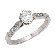 Mid Century GIA 1.02 carat diamond 18k white gold engagement ring