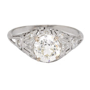Art Deco GIA 1.62 carat diamond platinum engagement ring