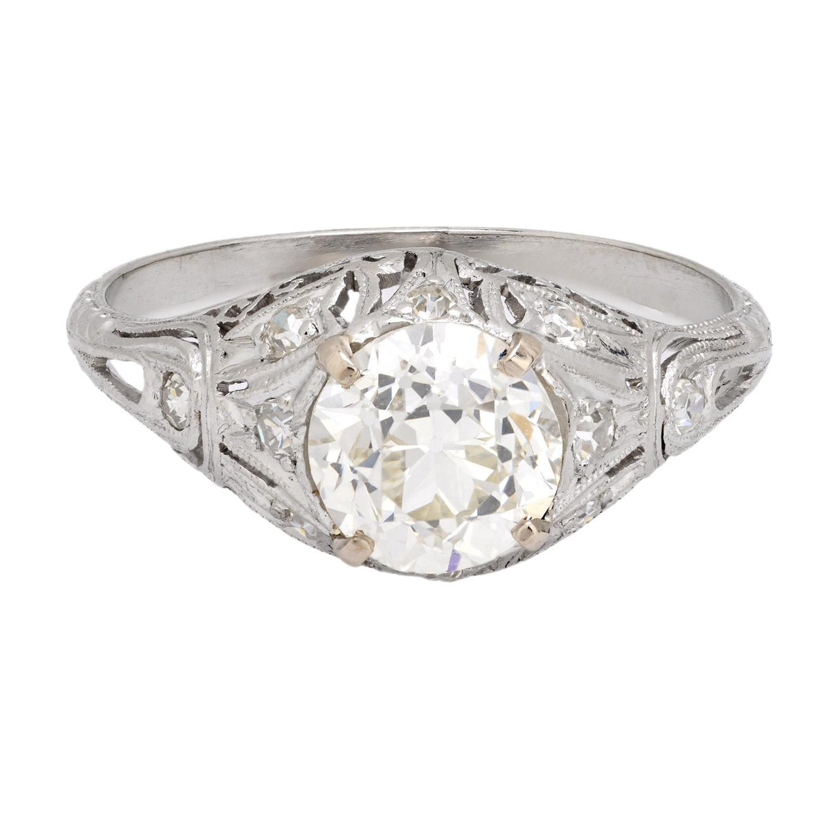 Art Deco GIA 1.62 carat diamond platinum engagement ring
