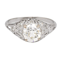 Art Deco GIA 1.62 carat diamond platinum engagement ring