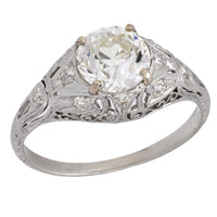 Art Deco GIA 1.62 carat diamond platinum engagement ring