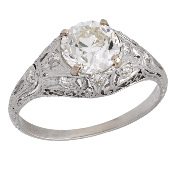 Art Deco GIA 1.62 carat diamond platinum engagement ring