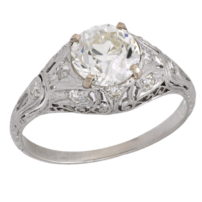 Art Deco GIA 1.62 carat diamond platinum engagement ring