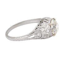 Art Deco GIA 1.62 carat diamond platinum engagement ring