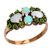 Victorian opal demantoid 10k rose gold ring