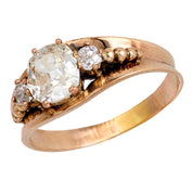 Victorian GIA 1.00 carat old mine diamond 10k rose gold ring