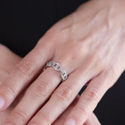 Art Deco diamond platinum chain link ring