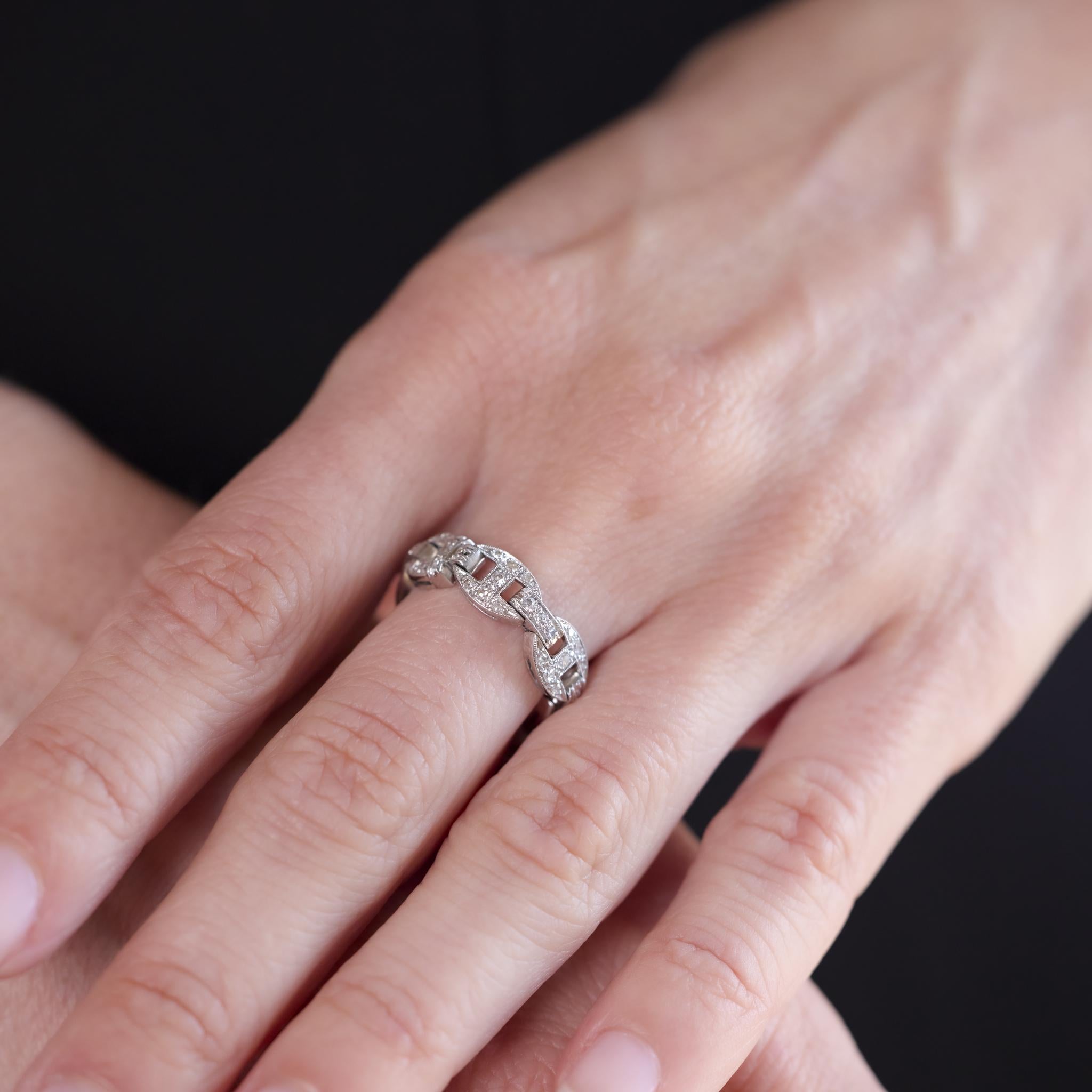 Art Deco diamond platinum chain link ring