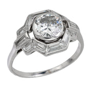French Art Deco 1.10 carat diamond platinum engagement ring