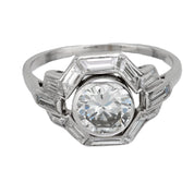 French Art Deco 1.10 carat diamond platinum engagement ring