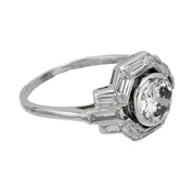 French Art Deco 1.10 carat diamond platinum engagement ring