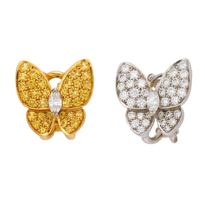 Van Cleef & Arpels diamond yellow sapphire 18k gold butterfly earrings