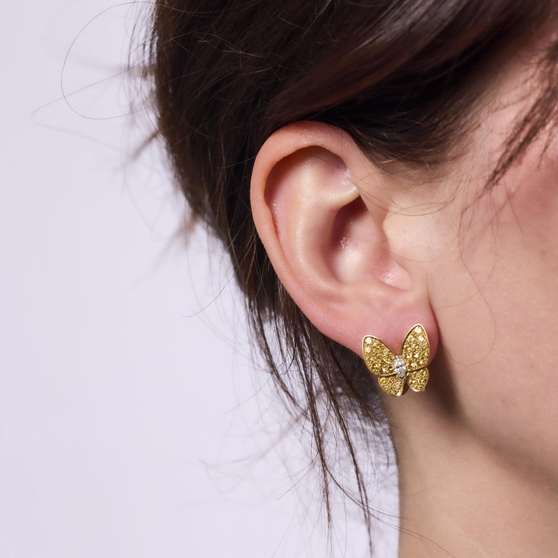Van Cleef & Arpels diamond yellow sapphire 18k gold butterfly earrings