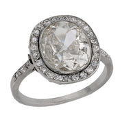 French Belle Epoque 2.50 carat old mine cut diamond platinum engagement ring