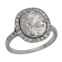 French Belle Epoque 2.50 carat old mine cut diamond platinum engagement ring