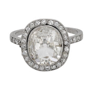 French Belle Epoque 2.50 carat old mine cut diamond platinum engagement ring