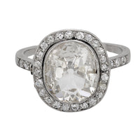 French Belle Epoque 2.50 carat old mine cut diamond platinum engagement ring