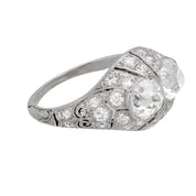 Art Deco 2.60 carat total weight diamond platinum ring