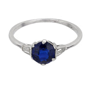Art Deco 1.05 carat sapphire diamond platinum engagement ring