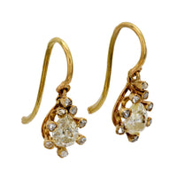 Victorian French diamond 18k yellow gold drop earrings