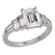 Art Deco GIA 2.01 carat emerald cut diamond platinum engagement ring