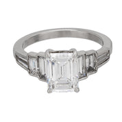 Art Deco GIA 2.01 carat emerald cut diamond platinum engagement ring
