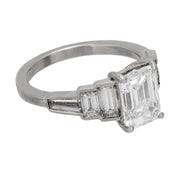 Art Deco GIA 2.01 carat emerald cut diamond platinum engagement ring