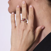 Victorian diamond ruby 18k rose gold ring