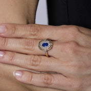 Edwardian sapphire diamond 18k yellow gold and platinum ring