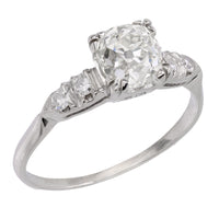 Art Deco GIA 1.58 carat old mine cut diamond 14k white gold engagement ring