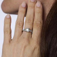 Art Deco GIA 1.58 carat old mine cut diamond 14k white gold engagement ring