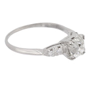 Art Deco GIA 1.58 carat old mine cut diamond 14k white gold engagement ring