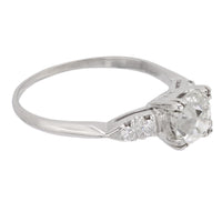 Art Deco GIA 1.58 carat old mine cut diamond 14k white gold engagement ring
