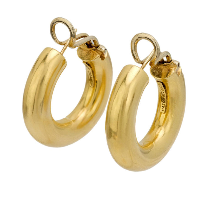 Vintage Italian 18k yellow gold hoop earrings