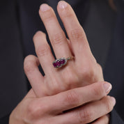 Vintage GIA 1.05 carat Burma no heat pink sapphire 14k yellow gold 3 stone ring