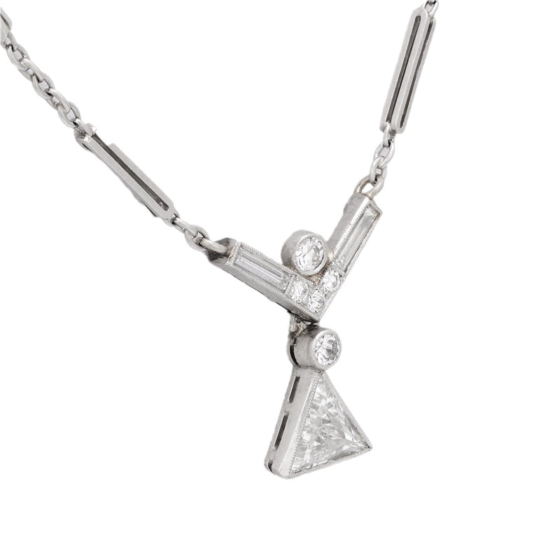 Art Deco diamond 14k white gold necklace