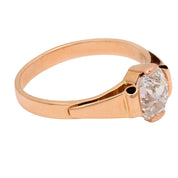 Victorian GIA 1.61 carat old mine cut diamond 14k yellow gold engagement ring